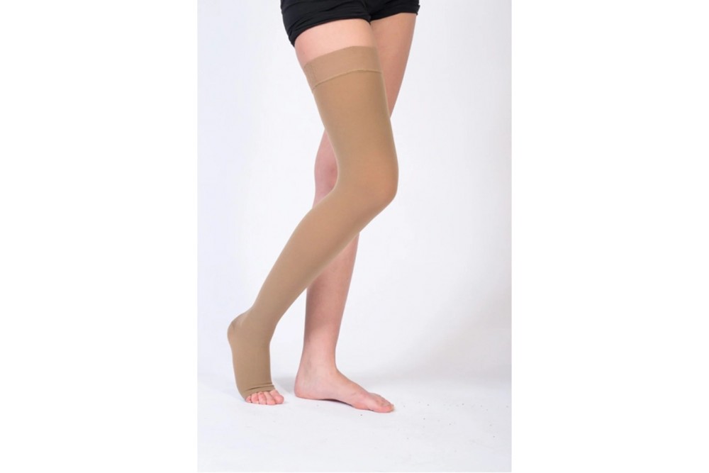 ORZEN Diz Üstü Çorabı Burnu Açık (TEN RENGİ) Orta Basınç Ccl2 (ÇİFT BACAK)