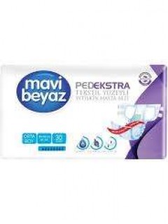 Mavi Beyaz Ped Ekstra Tekstil Yüzeyli Yetişkin Bel Bantlı Hasta Bezi Medium Orta 30 Adet